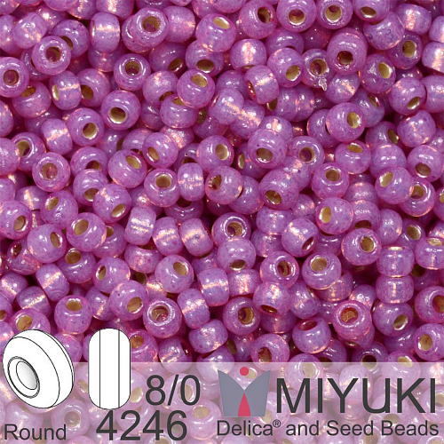 Korálky Miyuki Round 8/0. Barva 4246  Duracoat Silverlined Dyed Lilac. Balení 5g
