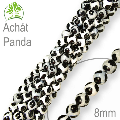 Korálky z minerálů Achát Panda přírodní polodrahokam. Velikost pr.8mm. Balení 10Ks.