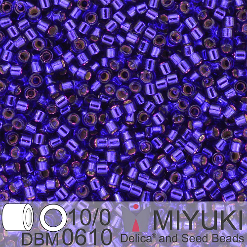 Korálky Miyuki Delica 10/0. Barva Dyed S/L Dk Violet DBM0610. Balení 5g.