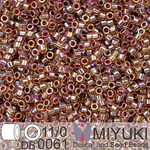 Korálky Miyuki Delica 11/0. Barva Purple Lined Lt Topaz Luster  DB0061. Balení 5g.