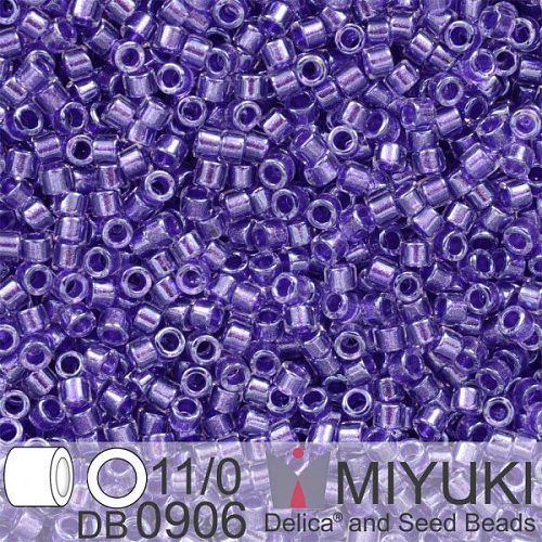Korálky Miyuki Delica 11/0. Barva Spkl Purple Lined Crystal  DB0906. Balení 5g.