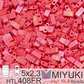 Korálky Miyuki Half Tila. Barva Matte Opaque Red AB HTL 408FR Balení 3g