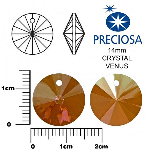 PRECIOSA MC RIVOLI velikost 14mm. Barva CRYSTAL VENUS. 