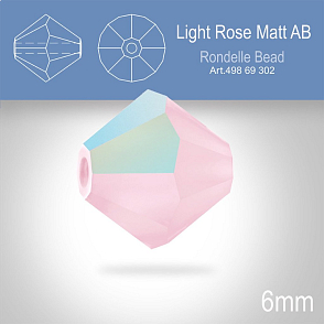 PRECIOSA Bicone MC BEAD (sluníčko) velikost 6mm. Barva LIGHT ROSE Aurore Boreale MATT. Balení 18ks .
