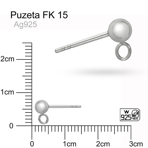 Náušnice PUZETA  ozn. FK15.  Materiál Stříbro Ag925.váha 0,18g.