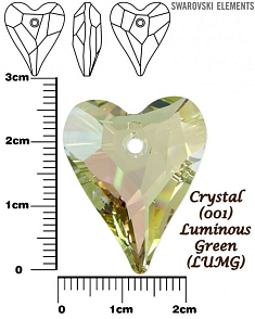SWAROVSKI Wild Heart Pendant barva CRYSTAL LUMINOUS GREEN velikost 27mm. 