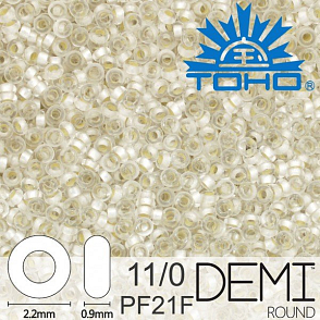 Korálky TOHO Demi Round 11/0. Barva PF21F PermaFinish - Silver-Lined Frosted Crystal . Balení 5g.