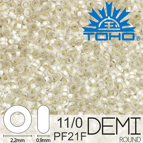 Korálky TOHO Demi Round 11/0. Barva PF21F PermaFinish - Silver-Lined Frosted Crystal . Balení 5g.