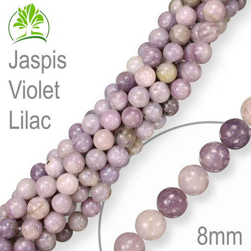 Korálky z minerálů Jaspis Violet Lilac. Velikost pr.8mm. Balení 10Ks.