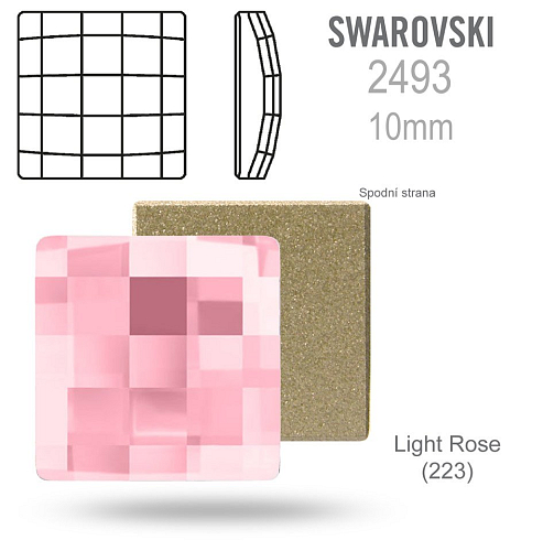 SWAROVSKI Chessboard FB 2493 barva LIGHT ROSE velikost 10x10mm. 