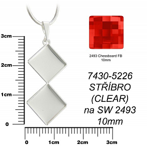 Lůžko na SWAROVSKI Chessboard FB 10mm 2x LŮŽKO + řetízek. Barva stříbrná Ozn-7430-5226. 