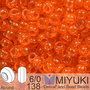 Korálky Miyuki Round 6/0. Barva 138 Tr Orange. Balení 5g