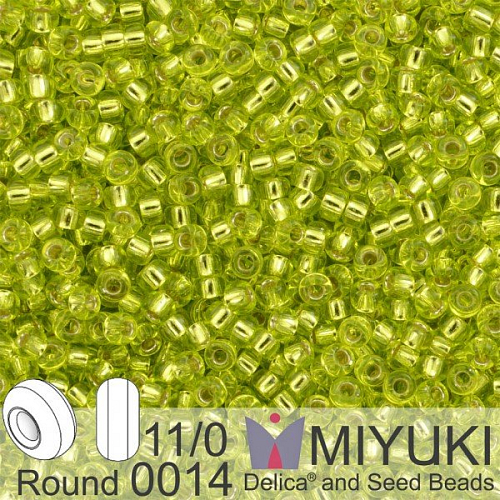 Korálky Miyuki Round 11/0. Barva 0014 S/L Chartreuse. Balení 5g
