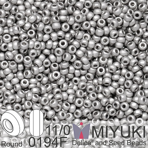 Korálky Miyuki Round 11/0. Barva 0194F Matte Palladium Plated. Balení 3g.