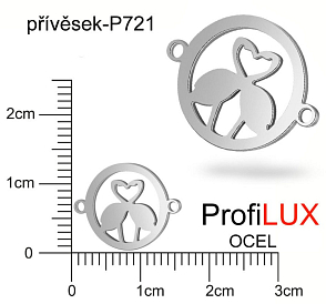 Přívěsek Chirurgická Ocel ozn-P721 zamilované PLAMEŇÁK 2 otvory velikost 17x12mm. Řada přívěsků ProfiLUX