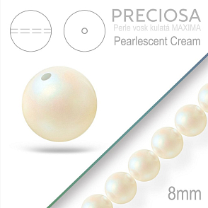 Preciosa Perle voskovaná kulatá MAXIMA Pearlescent Cream velikost 8mm. Balení návlek 15Ks.