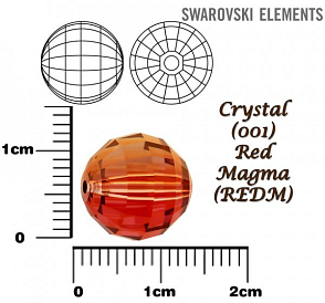 SWAROVSKI ELEMENTS Chessboard BEAD 5005 barva CRYSTAL (001) RED MAGMA (REDM) velikost 12mm.
