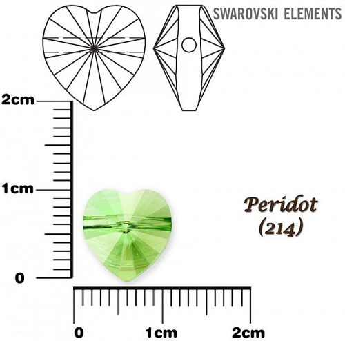 SWAROVSKI KORÁLKY Heart Bead barva PERIDOT velikost 10mm