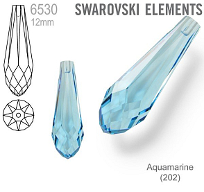  SWAROVSKI 6530 Pure Drop Pendant 12mm Aquamarine