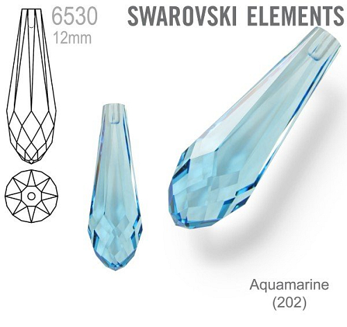  SWAROVSKI 6530 Pure Drop Pendant 12mm Aquamarine