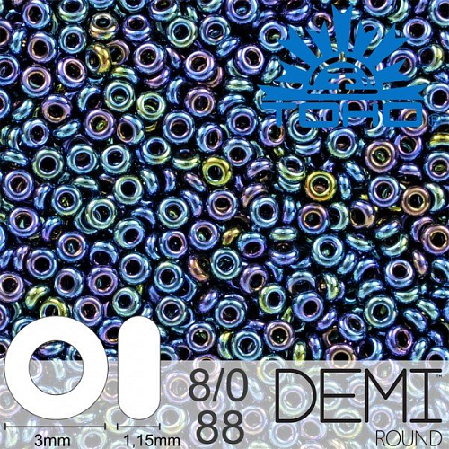 Korálky TOHO Demi Round 8/0. Barva 88 Metallic Cosmos . Balení 5g