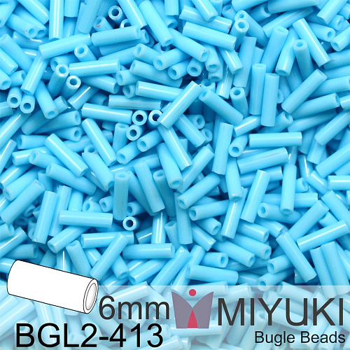 Korálky Miyuki Bugle Bead 6mm. Barva BGL2-413 Opaque Turquoise Blue. Balení 10g.