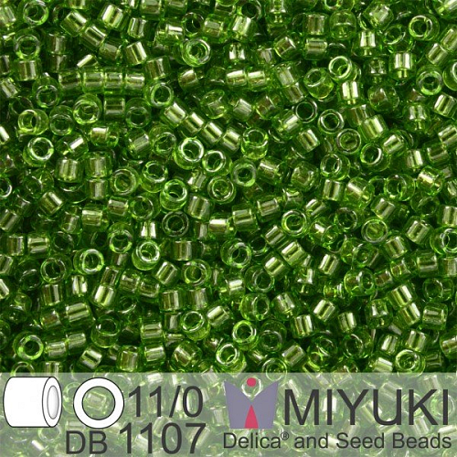 Korálky Miyuki Delica 11/0. Barva Tr Olive DB1107. Balení 5g.