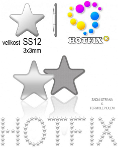 Kovové NAILHEAD HOTFIX nažehlovací polotovary. STAR Velikost SS12 (3,00-3,20mm) Tl.0,6mm. Barva 001 STŘÍBRNÁ (lesklá ocelová). Balení 70Ks.