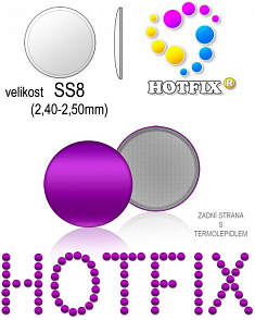 Kovové NAILHEAD HOTFIX nažehlovací polotovary. Velikost SS8 (2,40-2,50mm) Tl.0,6mm. Barva 036 FIALOVÁ (lesklá ocelová). Balení 80Ks