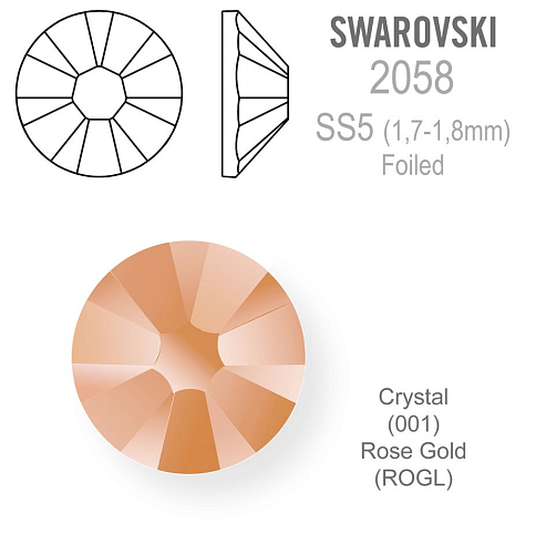 SWAROVSKI 2058 FOILED velikost SS5 barva ROSE GOLD 