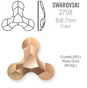 Swarovski 2708 Molecule FB Foiled velikost 8x8,7mm. Barva Crystal Rose Gold 