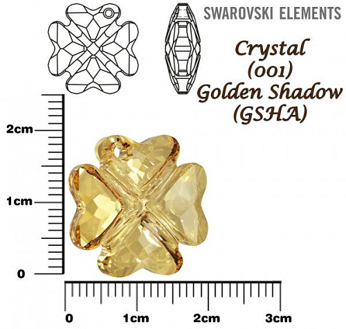 SWAROVSKI 6764 CLOVER Pendant barva CRYSTAL GOLDEN SHADOW velikost 19mm.