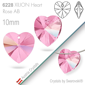 Swarovski XILION Heart 6228. Barva Rose AB. Velikost 10mm
