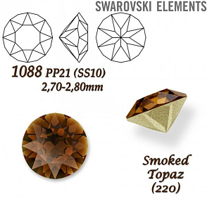 SWAROVSKI ELEMENTS 1088 XIRIUS Chaton PP21 (SS10) 2,70-2,80mm barva Smoked Topaz (220)