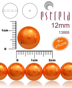 VOSKOVANÉ korále tvar kulatý. Velikost 12mm. Barva 13868 (oranžová pastelová) New COLOR. Balení 8ks na návleku. 