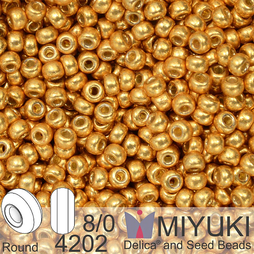 Korálky Miyuki Round 8/0. Barva 4202 Duracoat Galvanized Gold . Balení 5g