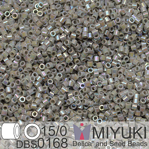 Korálky Miyuki Delica 15/0. Barva DBS 0168 Opaque Gray AB. Balení 2g.