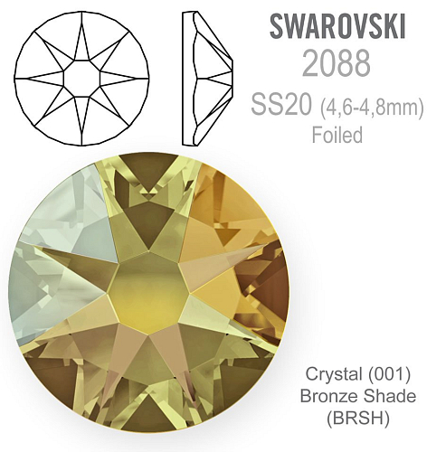 SWAROVSKI XIRIUS FOILED velikost SS20 barva CRYSTAL BRONZE SHADE 