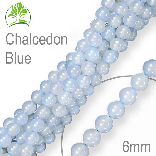 Korálky z minerálů Chalcedon Blue přírodní polodrahokam. Velikost pr.6mm. Kvalita AAA.. Balení 12Ks.
