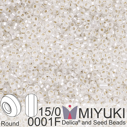 Korálky Miyuki Round 15/0. Barva 0001F Matte S/L Crystal. Balení 5g