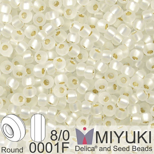 Korálky Miyuki Round 8/0. Barva 0001F Matte S/L Crystal . Balení 5g