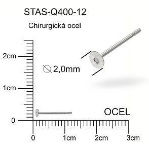 Puzeta s ploškou 2mm CHIRURGICKÁ OCEL ozn.-STAS-Q400 12