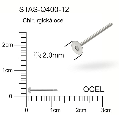 Puzeta s ploškou 2mm CHIRURGICKÁ OCEL ozn.-STAS-Q400 12