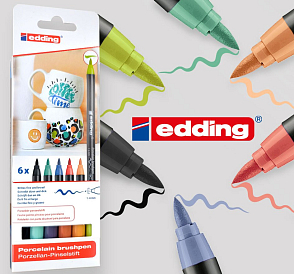Vypalovací barva na PORCELÁN Fix (popisovač). Šířka 1-4mm sada svěží barvy 6x (č.1, 82, 245, 330, 550 a 857)