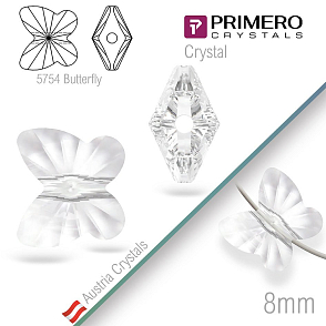 Korálky PRIMERO Crystals. Tvar 5754 Butterfly. Barva Crystal. Velikost 8mm