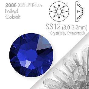 SWAROVSKI  XIRIUS Rose 2088 Foiled. Barva Cobalt velikost SS12 (3,0-3,2mm). Balení 30Ks.