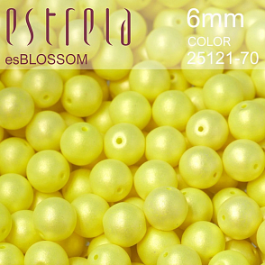 Korálky esBLOSSOM voskované tvar kulatý. Velikost 6mm. Barva 25121-70 (žlutá+listr). Balení 21ks na návleku. 