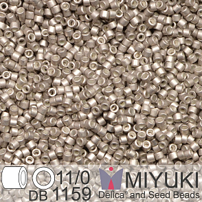 Korálky Miyuki Delica 11/0. Barva Galvanized Semi-Frosted Pewter DB1159. Balení 5g