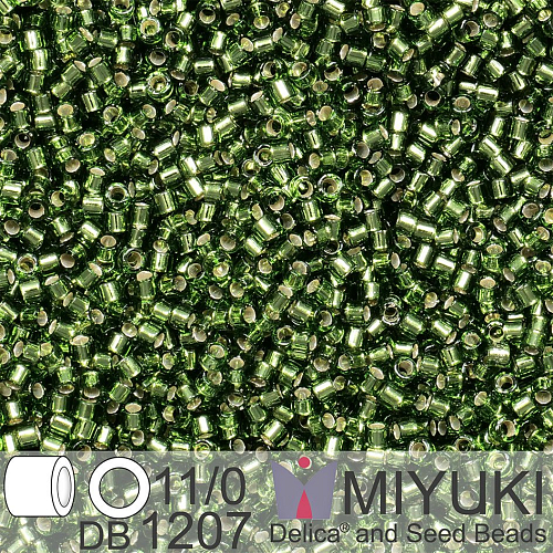 Korálky Miyuki Delica 11/0. Barva S/L Olive  DB1207. Balení 5g.