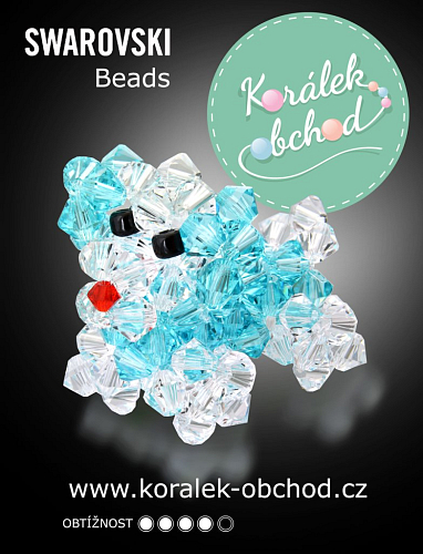 Rukodělná Korálková stavebnice PES ozn. FH15 SWAROVSKI Beads. Barva Crystal+Light Turquoise. 
